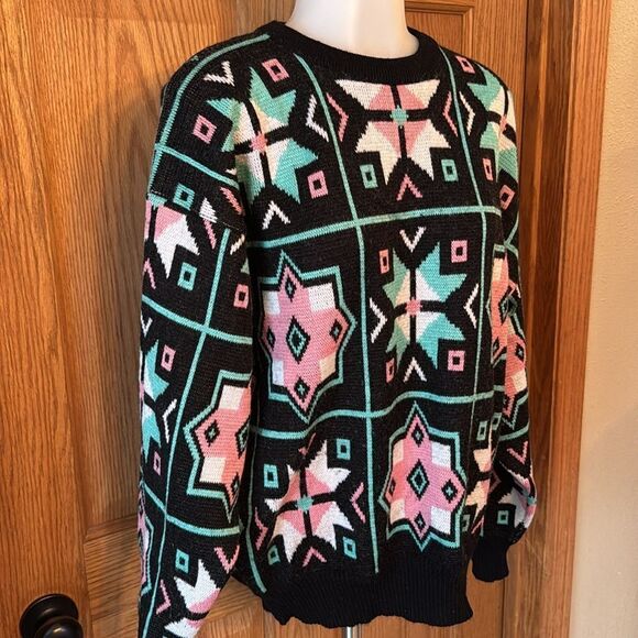 TYROLIA BY HEAD Vintage 80s Pastel Geometric Wool Blend Sweater - Picture 5 of 9